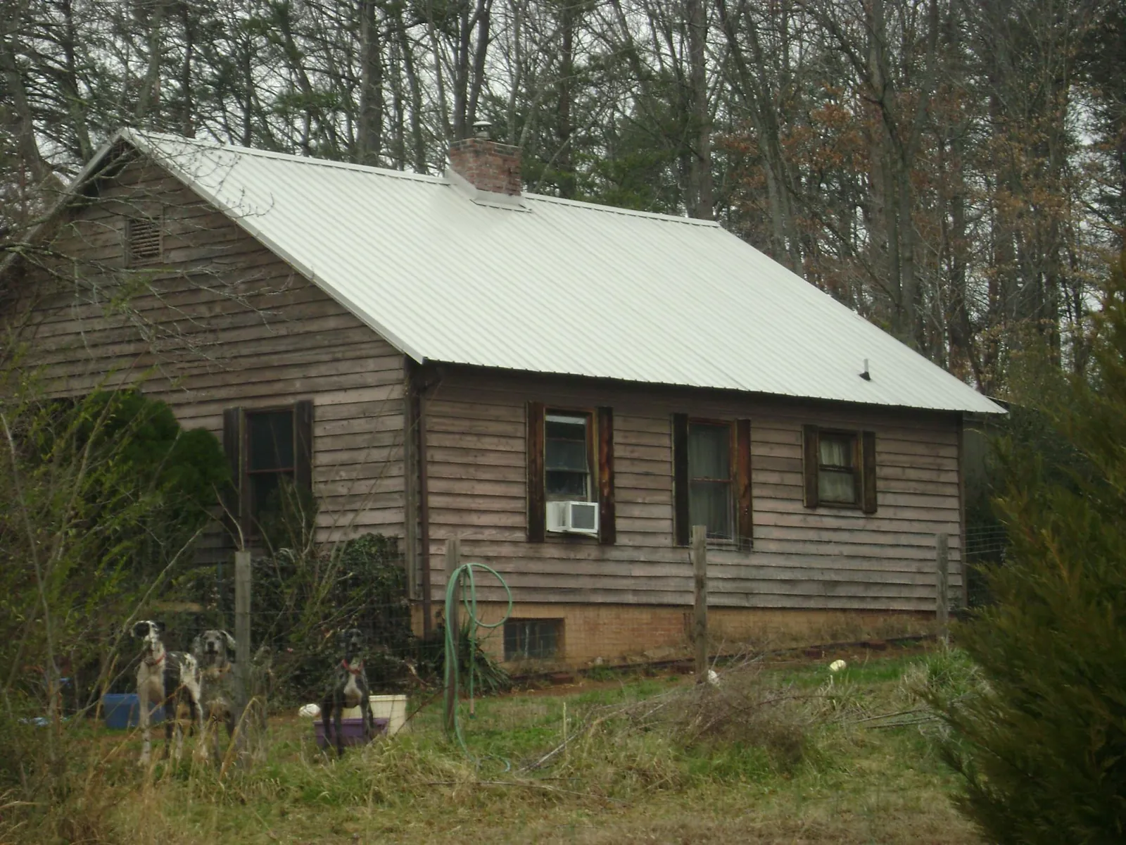 White metal roof on an old wood sided farmhouse, from a Metal Roof Installation job in Nichols